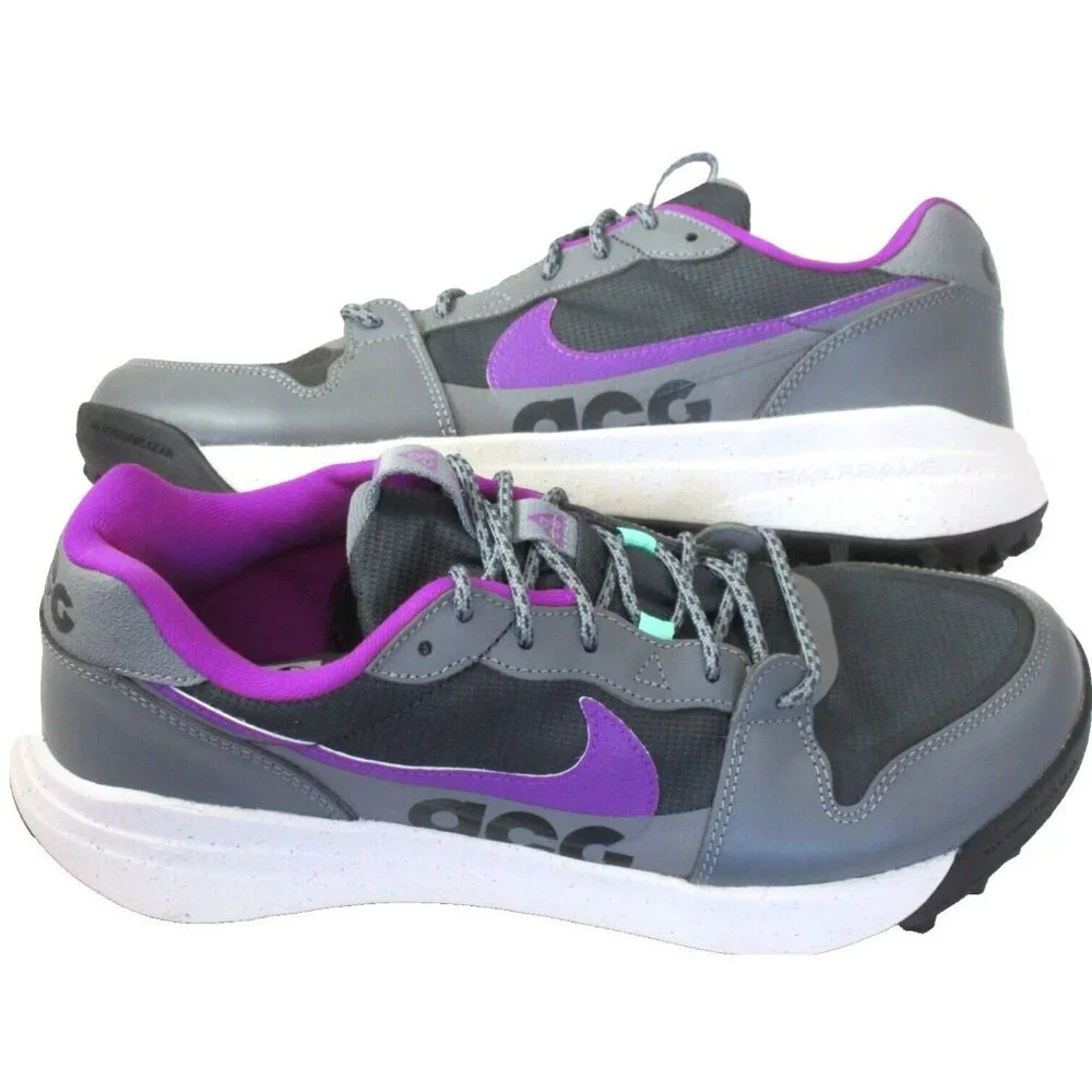 Nike Men's ACG Lowcate Trail Hiking Shoes Smoke Grey Purple Green Sizes NEW - Picture 1 of 5